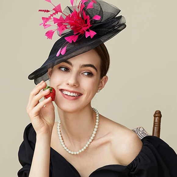 Accessories - Mesh Black & Pink Derby Fascinator
